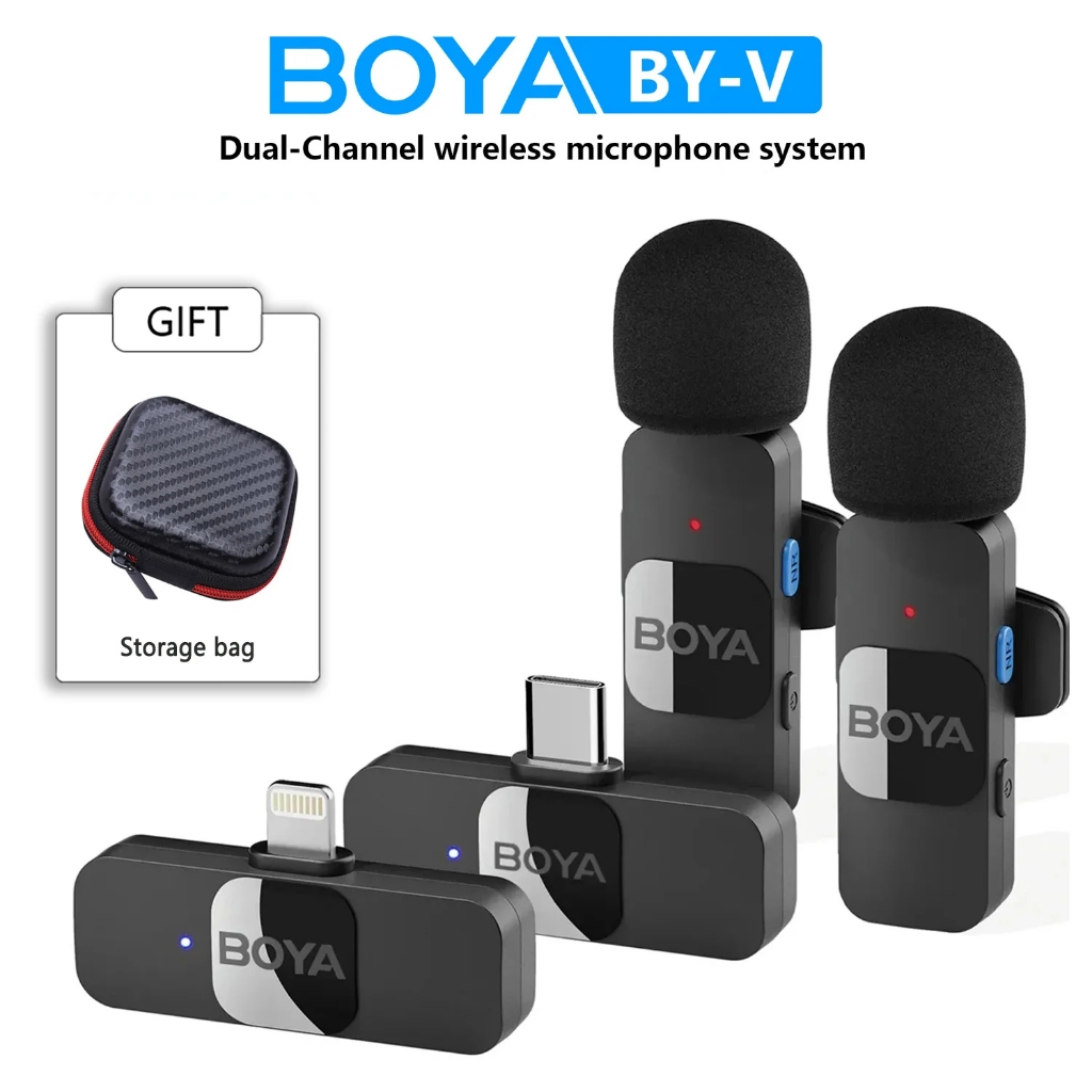 Boya BY-V ไมโครโฟนไร้สาย ขนาดเล็ก สําหรับ iPhone iPad Android ไลฟ์สด บันทึกการเล่นเกม สัมภาษณ์ Vlog