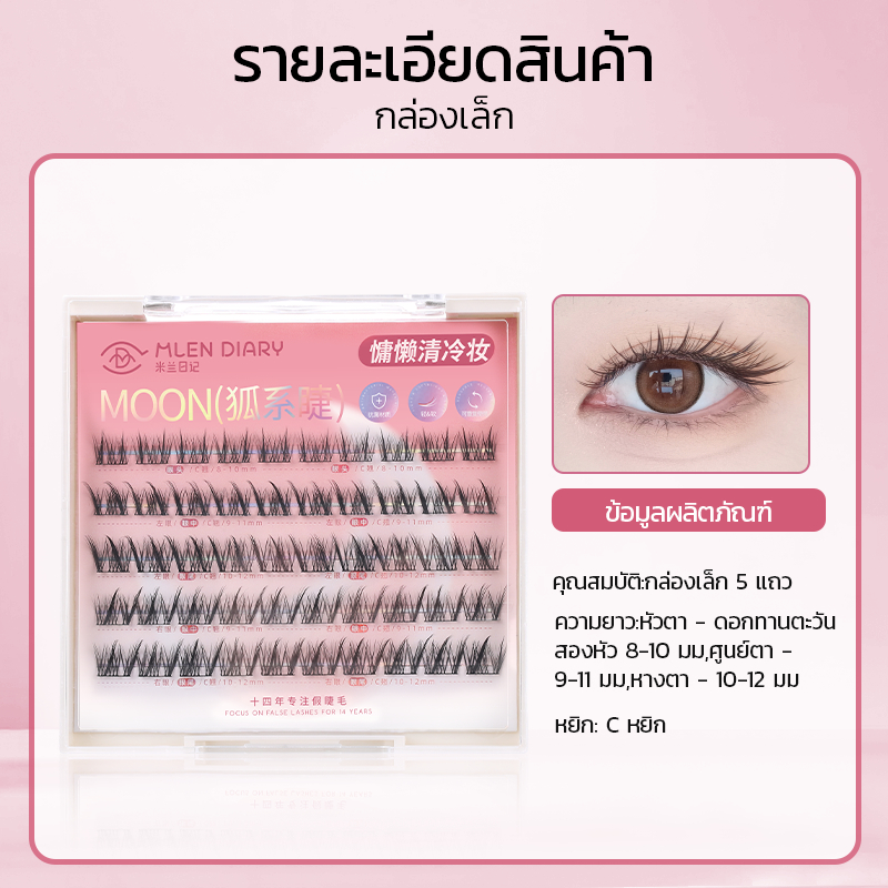 Mlen Diary หน่วยฟ็อกซ์ ขนตาปลอม ขนตาแบบจำลองรูปแบบ C ขนาด 8-12 มม. ที่ใช้ซ้ำได้ ทนทาน มีชุดยาวขนตา ราคา ถูกที่สุด ดีลบีเคเค แกลเลอรีภาพที่ 5