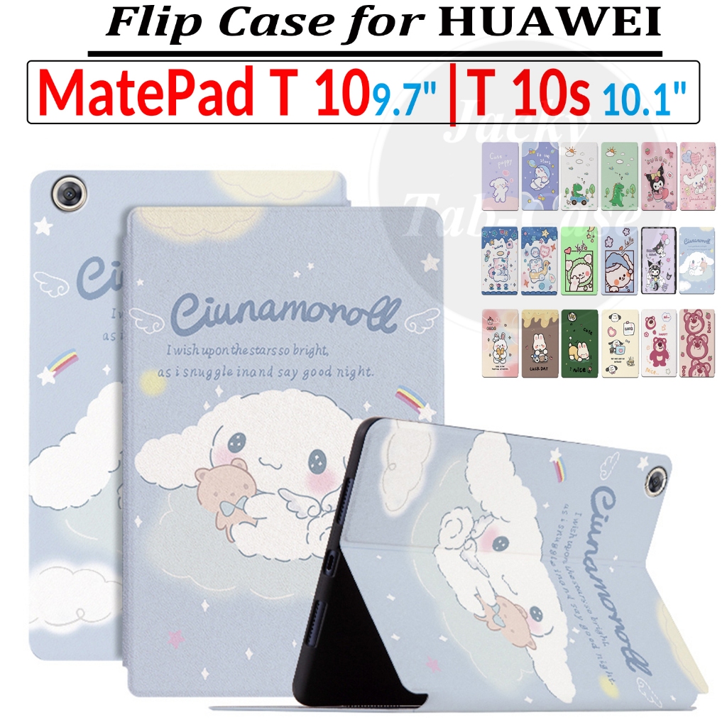 เคสแท็บเล็ตหนัง PU ฝาพับ ลายการ์ตูนน่ารัก และขาตั้ง สําหรับ Huawei MatePad T 10s T10S 10.1 นิ้ว T10 