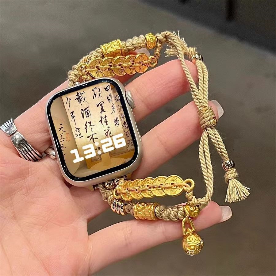 Braided Rope DIY Blessed Chinese Style Watchband For Watch Strap Series10 9 8 7 6 5 4 3 2 1 se, se2,