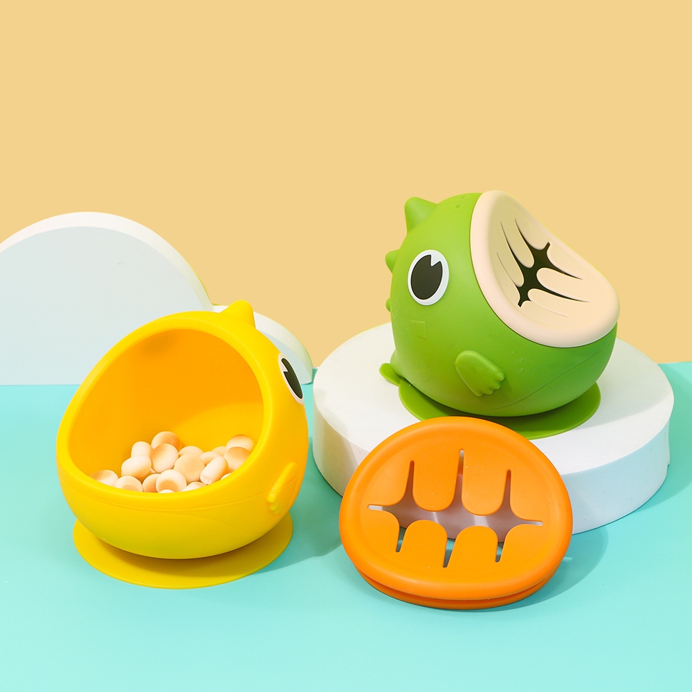 Bpa Free Baby Snack Bowl ถ ้ วยขนมเด ็ กวัยหัดเดินพร ้ อมฐานดูดไดโนเสาร ์ ธีมภาชนะบรรจุอาหารเด ็ ก