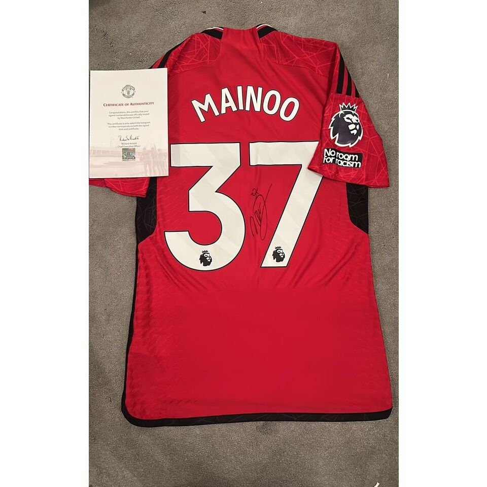 Kobbie Mainoo Signed Player Issues Manchester United Shirt Club COA