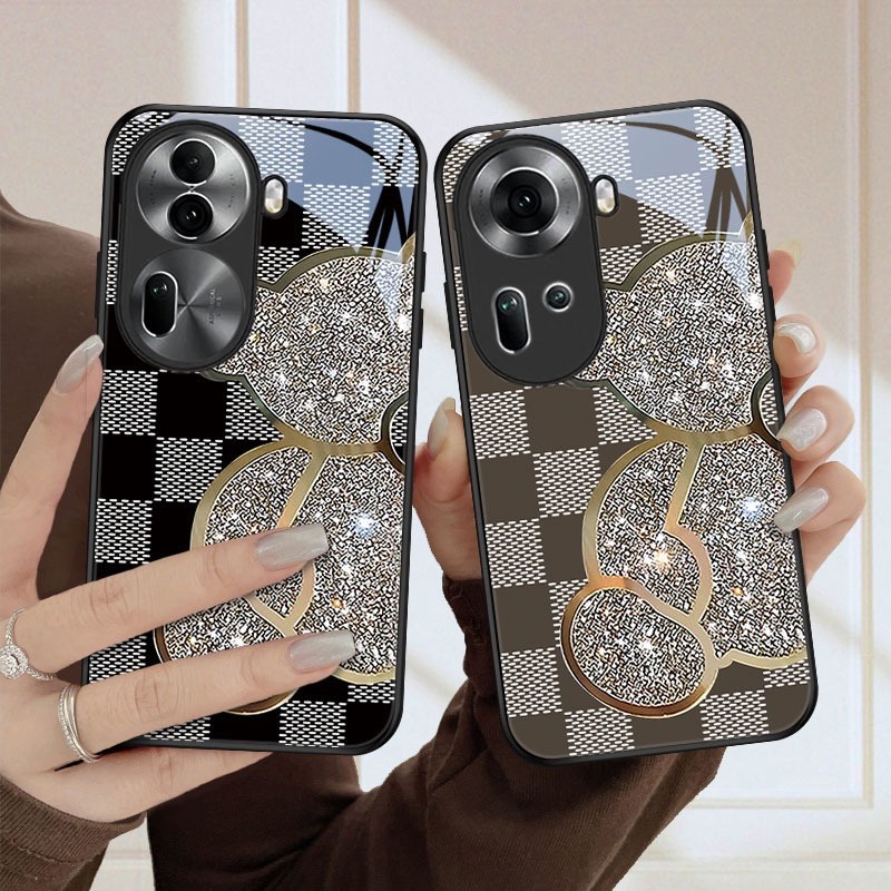 เคส OPPO Reno10 Reno11 5G เคส OPPO Reno 11 10 8T 8Z 7Z 10 5G เคส โทรศัพท์มือถือแบบแก้ว กันกระแทก หรู