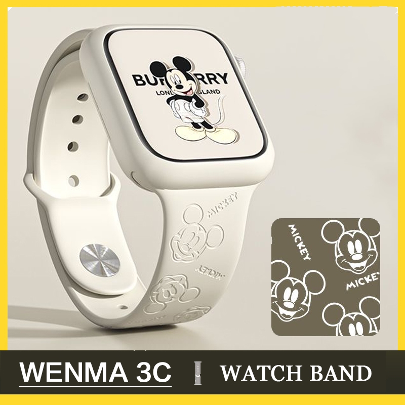 สายนาฬิกาข้อมือ ลายมิกกี้เมาส์ 3D สําหรับ Apple Watch Series 8 4 3 3 2 1 seizz2ultra structp ขนาด 41 มม. 45 มม. 45 มม. 44 มม. 38 มม. 42 มม. 42 มม. Apple Watch 8 2023
