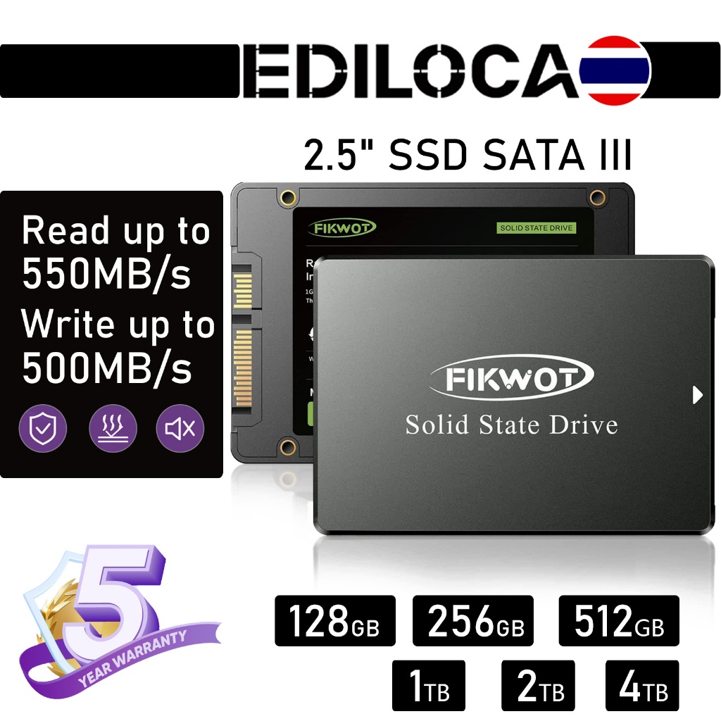Ediloca ES106 2.5'' SATA SSD 1TB 2TB 4TB 3D NAND -WARRANTY 5 YEARS-เหมาะสำหรับโน๊ตบุ๊คและเดสก์ท็อป