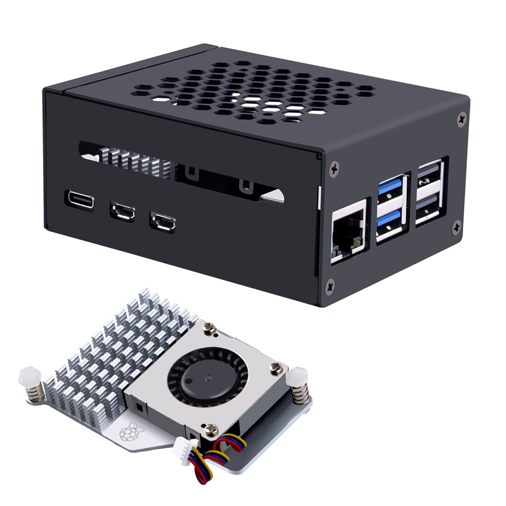52Pi เคสโลหะสําหรับ Raspberry Pi 5, Raspberry Pi Active Cooler สําหรับ Raspberry Pi 5 4GB/8GB