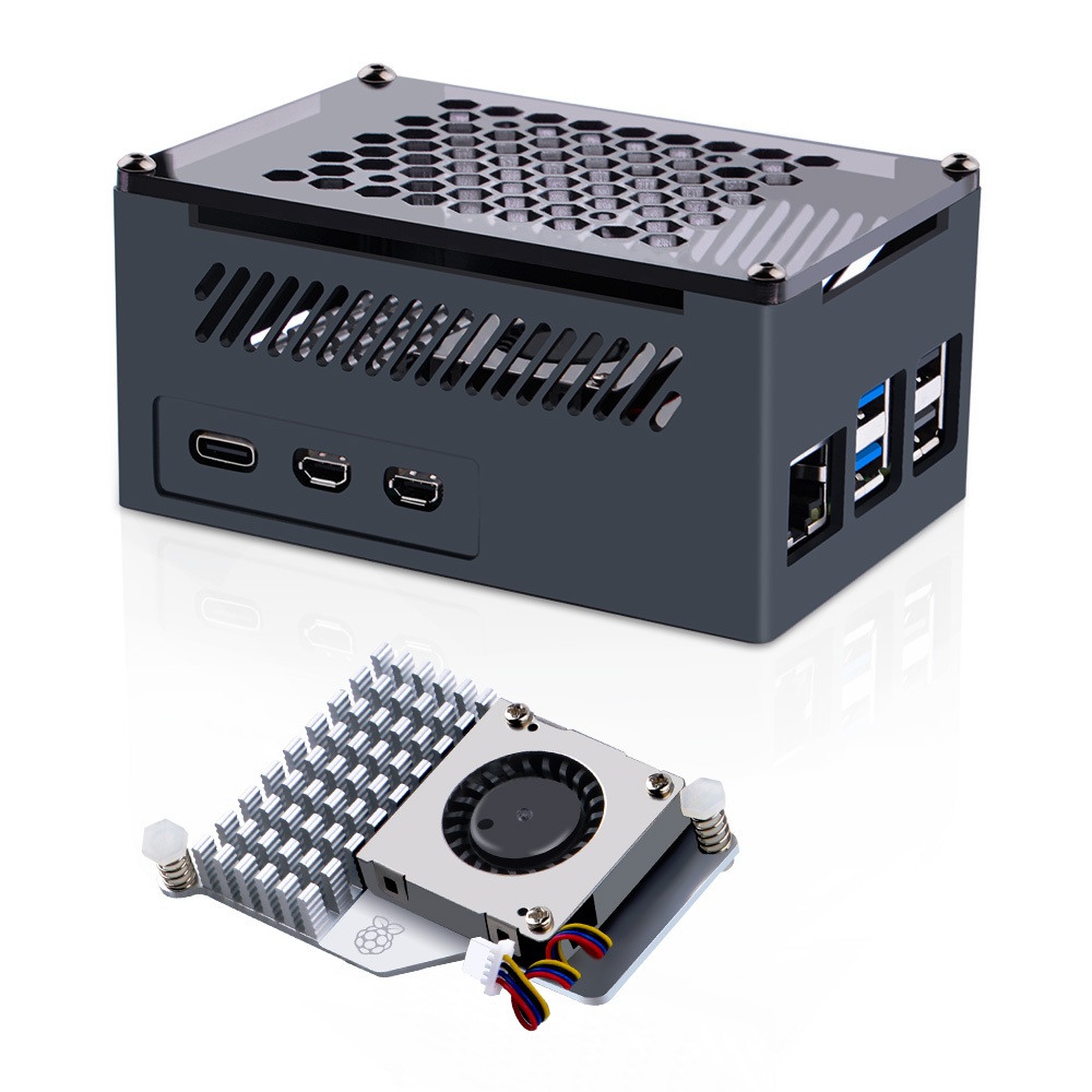 เคสอลูมิเนียม 52Pi สําหรับ Raspberry Pi 5, Active Cooler สําหรับ Raspberry Pi 5