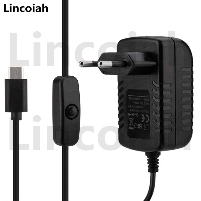 อะแดปเตอร์ปุ่มสวิตช์พาวเวอร์ซัพพลาย AC 100-240V DC 5V 3A Micro USB 5 โวลต์ สําหรับ Raspberry Pi 3 Model B+ plus