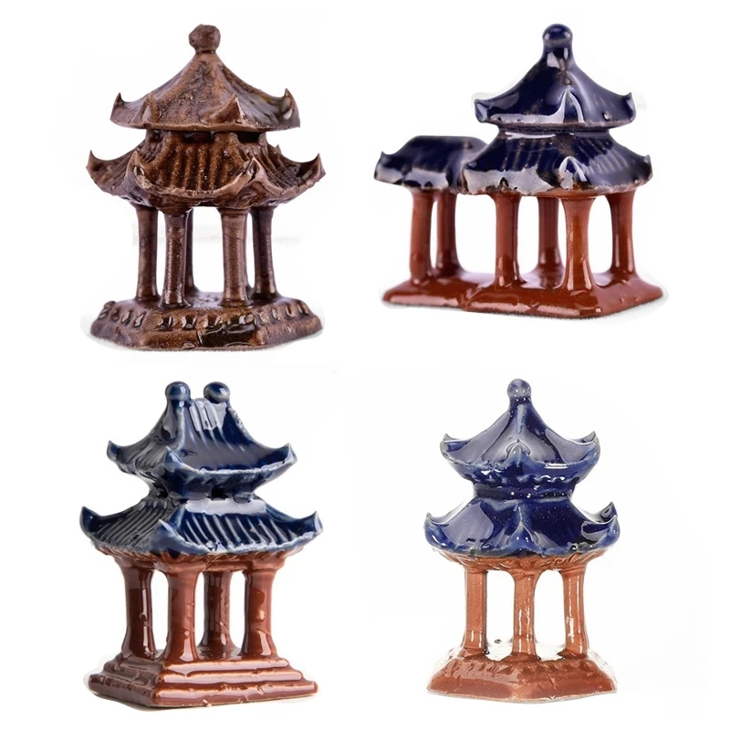 เซรามิค Pavilion จีนแบบดั้งเดิม Building House Zen บอนไซ Aquarium ถังปลา Miniature Lanscaping Mini Rockery เครื่องประดับอุปกรณ์ตกแต่ง Fairy Garden ตกแต่งบ้าน