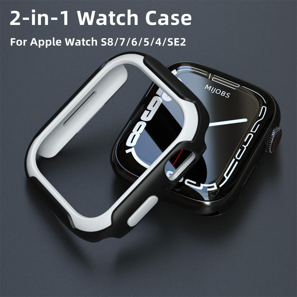 2-in-1 เคสนาฬิกาข้อมือ PC แข็ง กันกระแทก กันรอยขีดข่วน คุณภาพสูง สําหรับ Apple Watch S8 7 6 5 4 SE2 iWatch 45 มม. 44 41 40