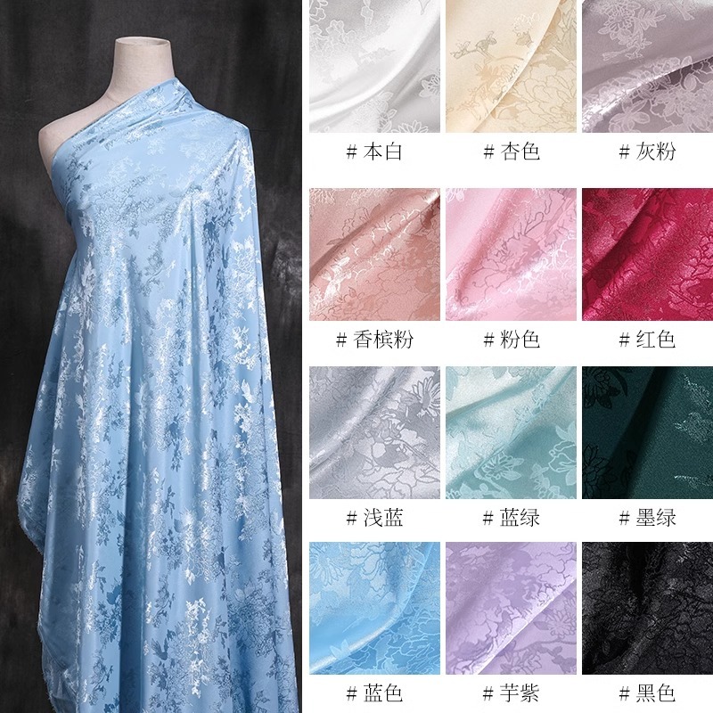 รูปแบบสีเข้ม ผ้าแจ็คการ์ด เลียนแบบอะซิเตทผ้าซาตินเสื้อผ้านุ่มและเรียบ ฮันฟู กระโปรงหน้าม้าผ้า กี่เพ้า