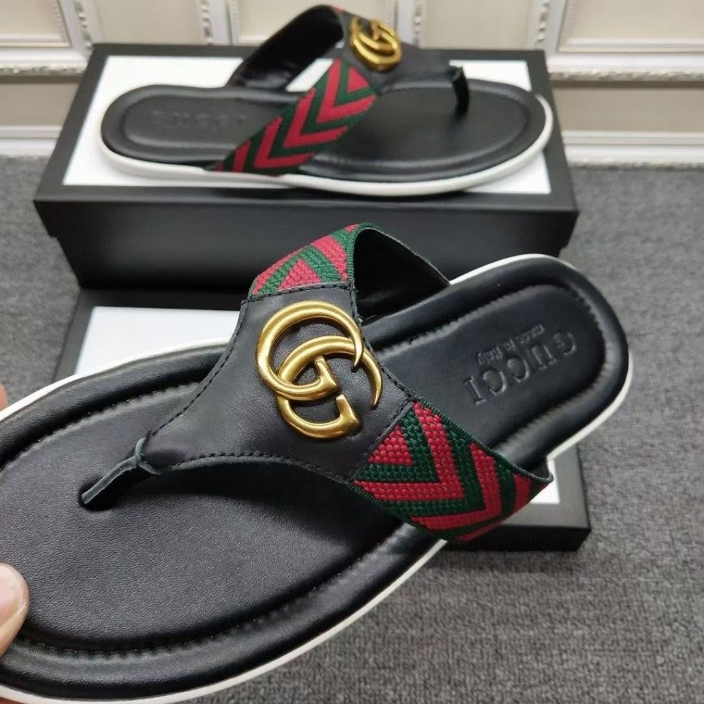 [EUR Size] NEW_GUCCI รองเท้าแตะหนัง รองเท้าชายหาด สําหรับผู้ชาย ขนาด 38-46 M3685