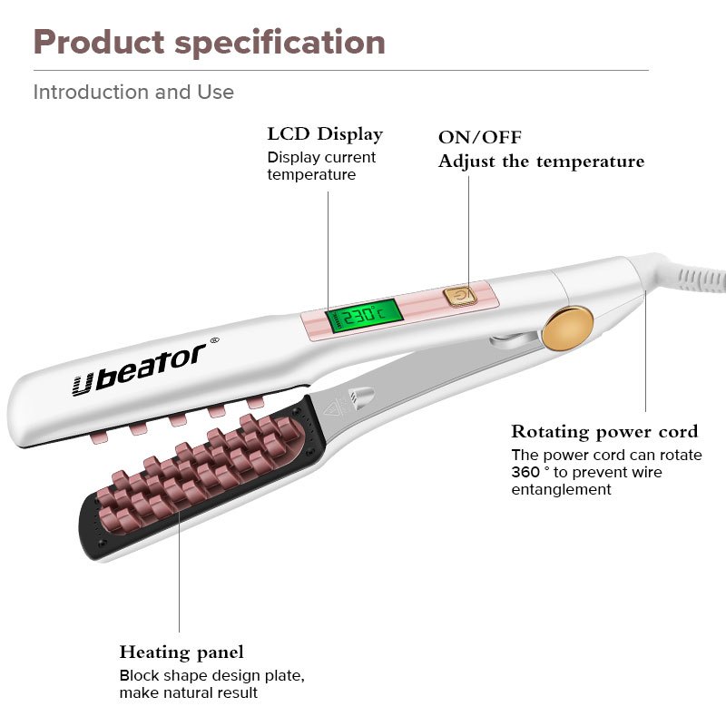 Ubeator เครื่องหนีบผมตรง เหล็กแบน ดิจิทัล พร้อมหน้าจอ LCD - รูปที่ 2
