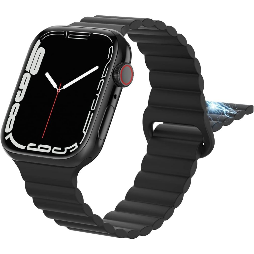 สายรัดแม่เหล็กซิลิโคน Link พร้อมหัวเข็มขัดแม่เหล็กสําหรับ Apple Watch series Ultra/10/9/8/7/SE/6/5/4/3/2/1