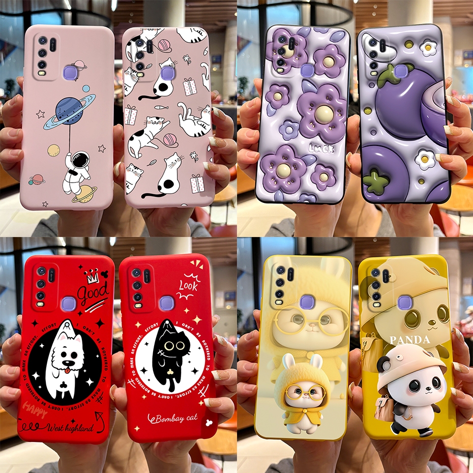 เคสโทรศัพท์มือถือ ซิลิโคนเจลลี่ กันกระแทก พิมพ์ลายกระต่าย แพนด้าน่ารัก สําหรับ Vivo Y50 Y30 Y30i 1935 1938