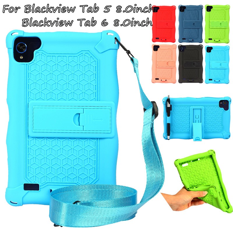 เคสแท็บเล็ต ซิลิโคน พร้อมขาตั้ง สําหรับ Blackview Tab 5 6 8.0 นิ้ว Blackview Tab6 Tab5 8.0 นิ้ว