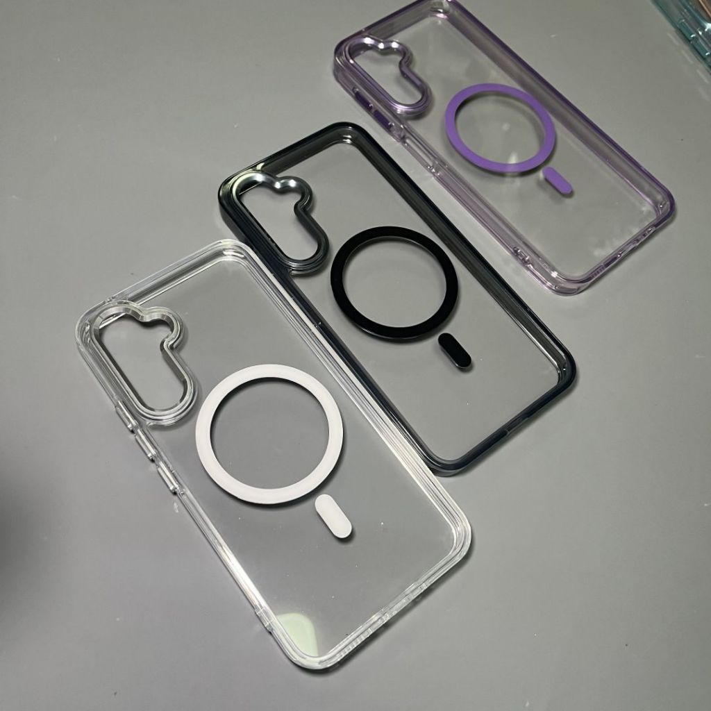 เคสโทรศัพท์มือถือแบบใส หนา กันกระแทก แม่เหล็ก สําหรับ Samsung Galaxy S24 S23 Ultra Plus FE A55 A35 A14 A15 A34 A54 A13 A24 A25 A05 A05S