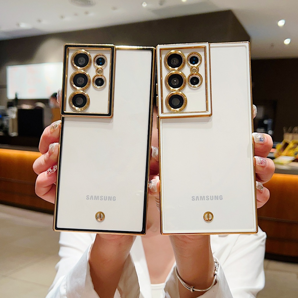 ขอบชุบไฟฟ้า ความโปร่งใส ซองโทรศัพท์ Samsung Galaxy S24 Ultra S24 Plus S24 S23 Ultra S23 Plus S23 S22Ultra S22Plus S22 Note20Ultra A53 A54 A14 A24 A34 5G Case เคสโทรศัพท์ใหม่ TPU ป้องกันการตก เคสมือถือซัมซุง
