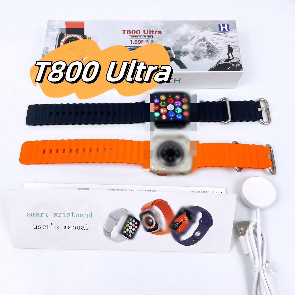 T800 Ultra Smart Watch - การแจ ้ งเตือนการโทร Bluetooth , การตรวจสอบอัตราการเต ้ นของหัวใจ , การควบคุมเพลงบลูทูธ , โหมดการออกกําลังกาย , การนับขั ้ นตอน , นาฬิกาปลุก , เครื ่ องคิดเลข &amp; * &amp;