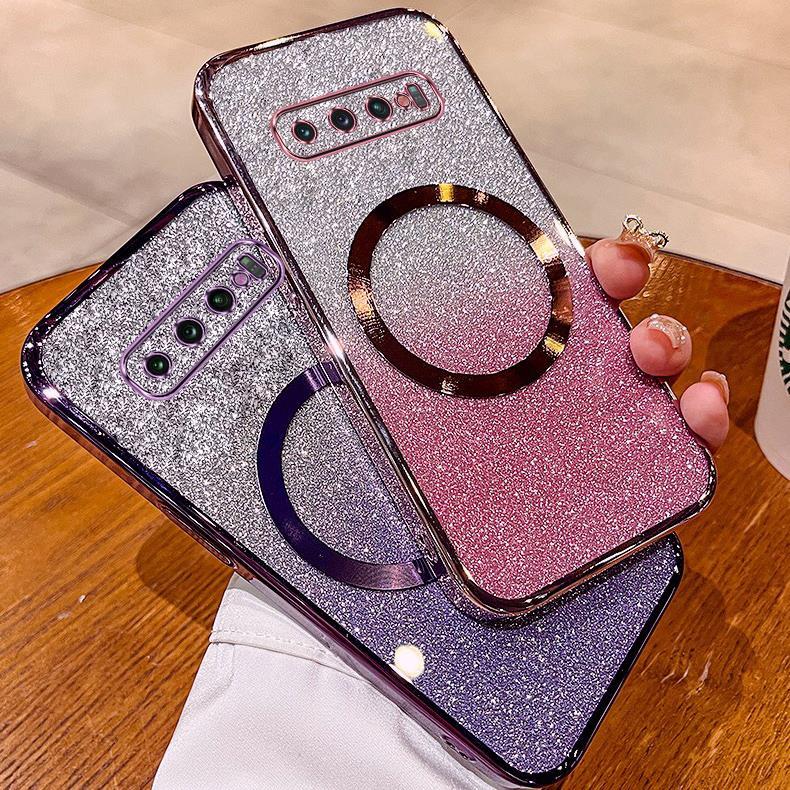 เคส Samsung NOTE 9 NOTE 8 เคสโทรศัพท์ ชุบกลิตเตอร์ พร้อมตัวดูดแม่เหล็ก และเลนส์กันตก เพื่อการปกปิดเต็มรูปแบบ