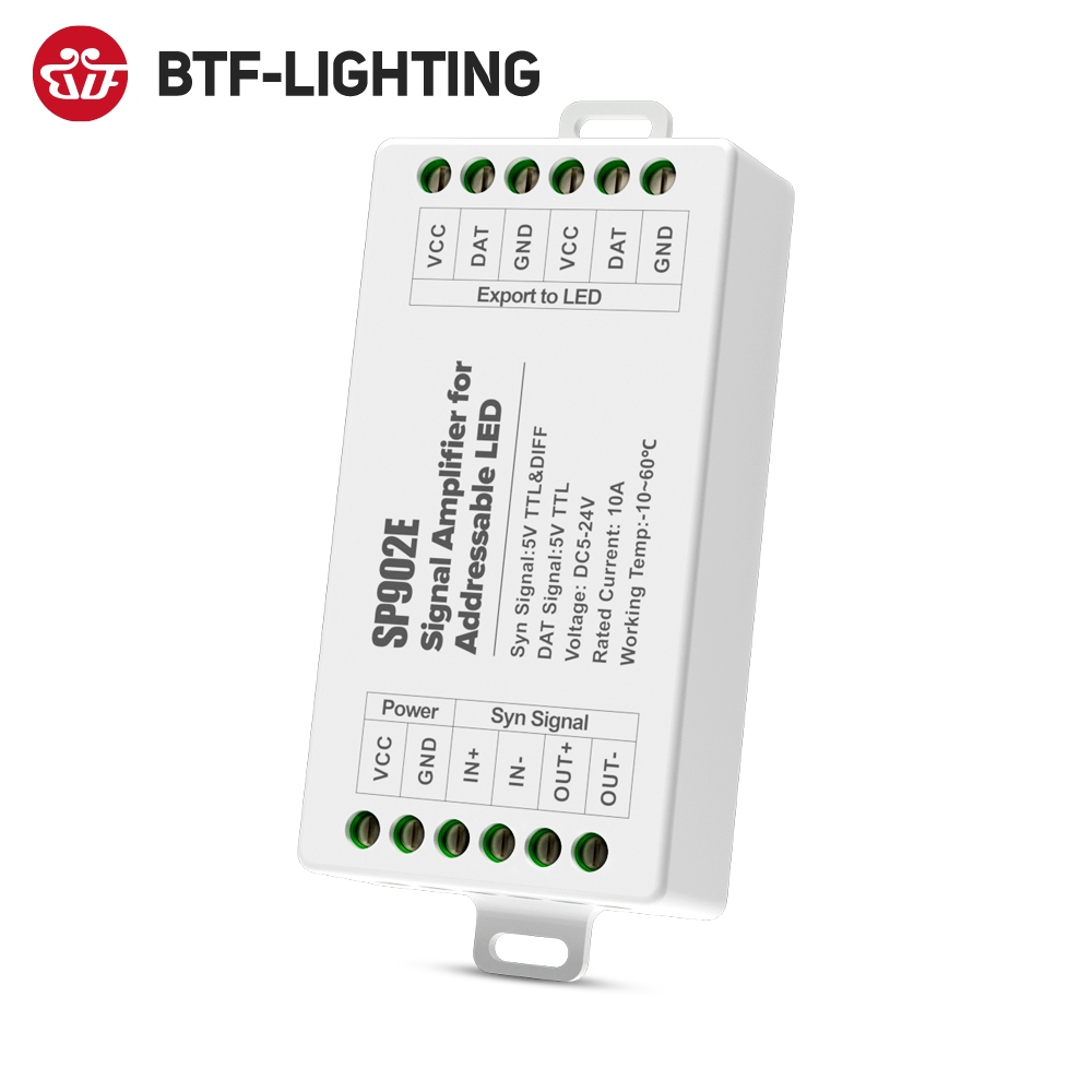 【พร้อมส่ง】BTF-LIGHTING Spi เครื่องขยายเสียงสัญญาณ SP902E 2 ช่องทาง WS2812B WS2811 SK6812 WS2814 RGBW