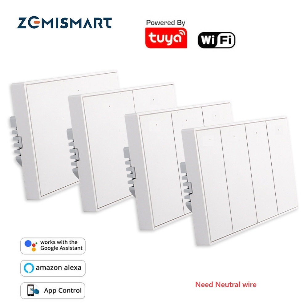 Zemismart Tuya สวิตช์ไฟอัจฉริยะ WiFi ควบคุมด้วยเสียง 1 2 3 4 แก๊ง