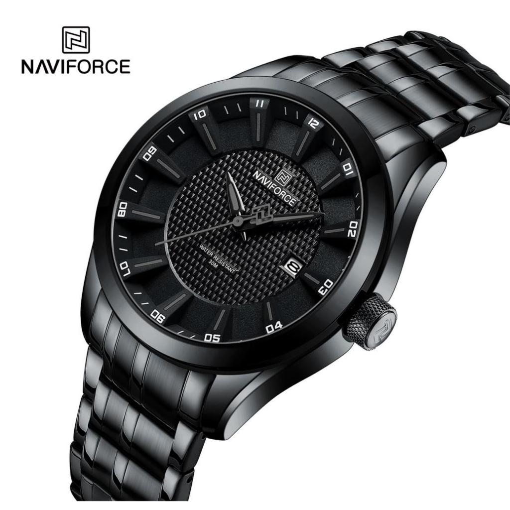 Naviforce นาฬิกาข้อมือควอตซ์แฟชั่น สายแสตนเลส กันน้ํา สําหรับบุรุษ