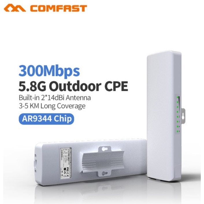 COMFAST 5.8G WiFi Amplifier 300Mbps Wireless WiFi Extender CPE/สะพาน WLAN 2 * 14dBi เสาอากาศที่มีประสิทธิภาพ booste CF-E312A