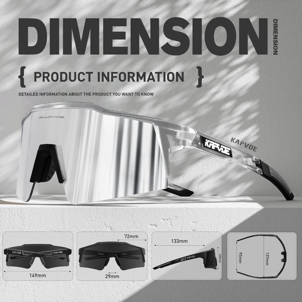 คาพีวีโอ แว่นตากันแดดขี่จักรยานผู้ชายสุภาพสตรีขี่จักรยานแว่นตากีฬากลางแจ้งแว่นตาจักรยานเสือภูเขา 4 เลนส์