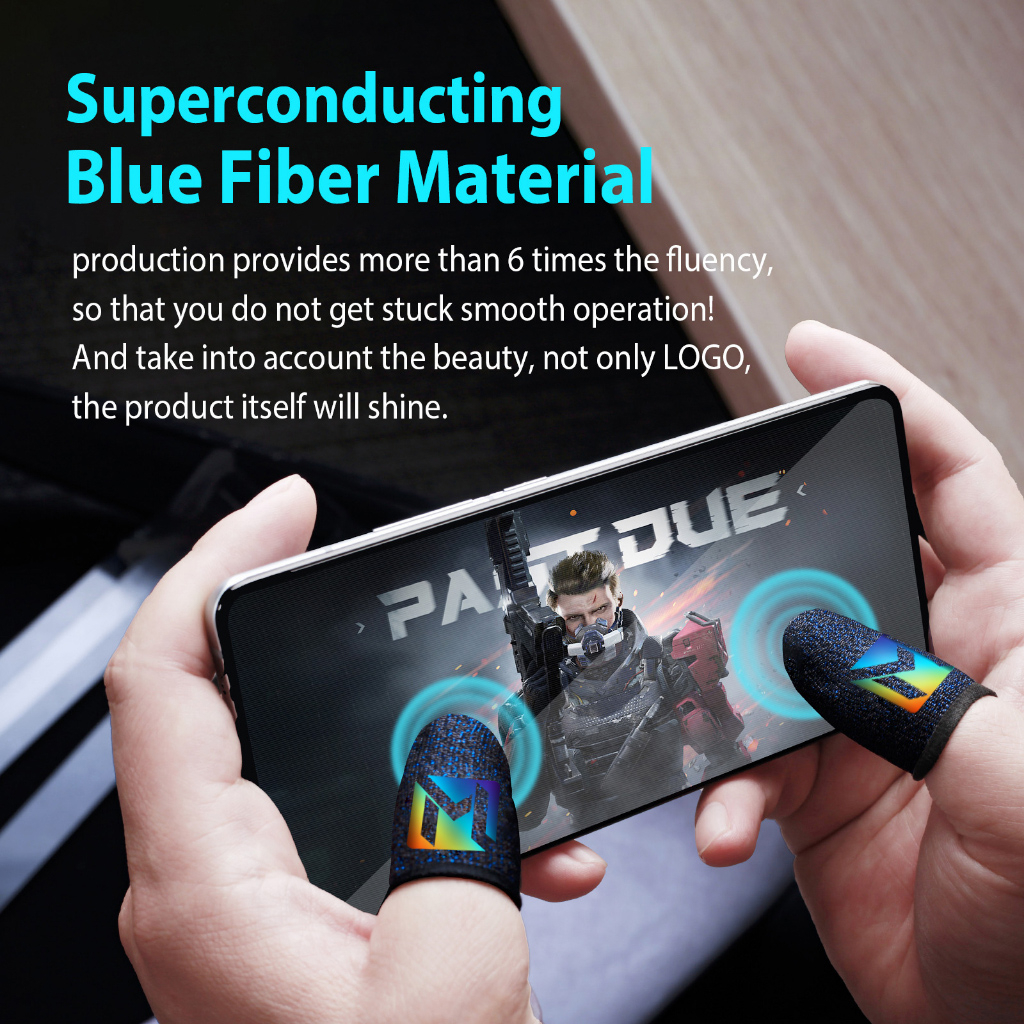 2025 BlueWowMobile LegendsGamers Sweatproof Gradient ถุงมือโทรศัพท์มือถือแขนหน้าจอสัมผัสเกมคอนโทรลเลอร์โทรศัพท์เกม PUBG