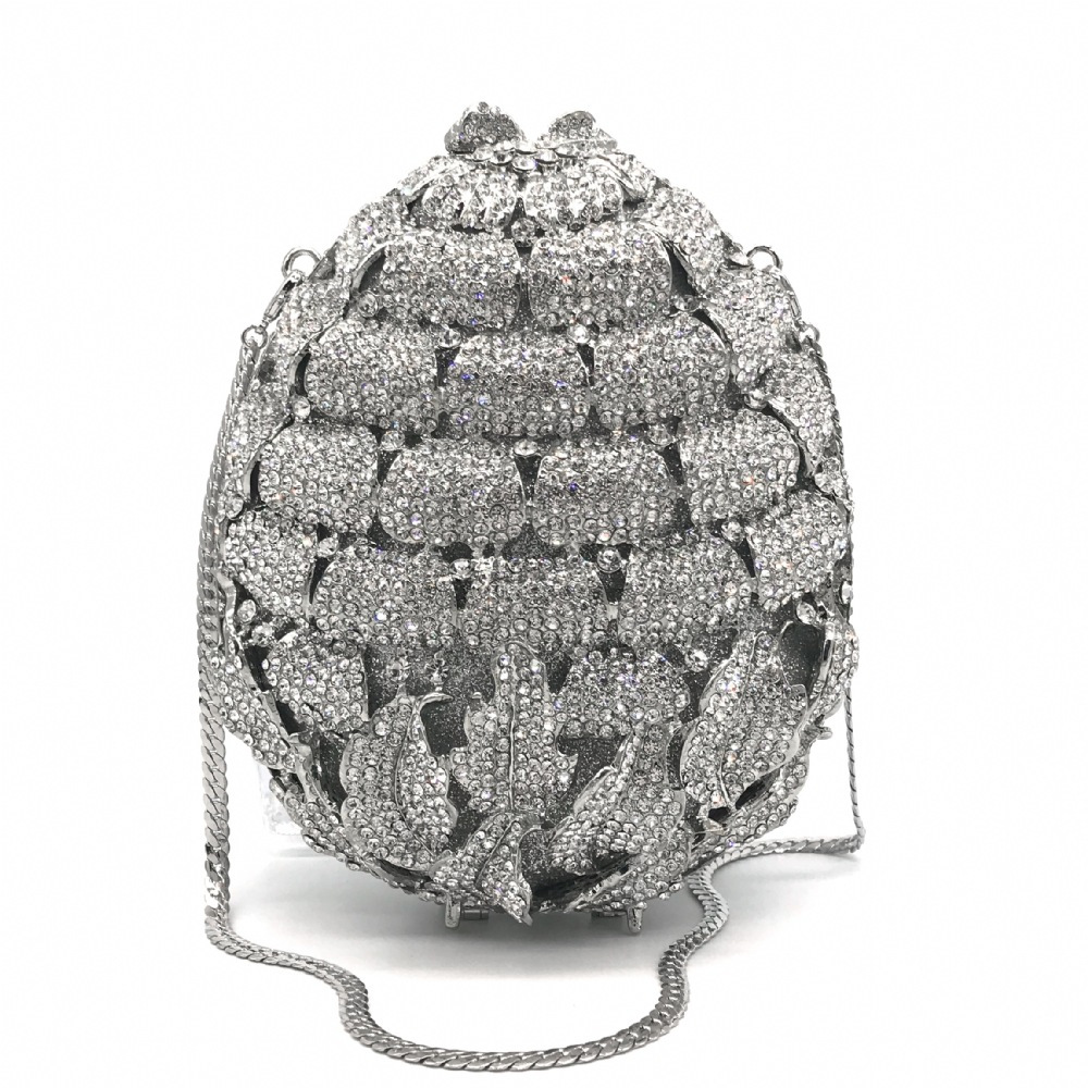Pineapple Flower Diamond Banquet Bag with Hollow Metal Inlaid Diamond Bag Banquet Handheld Bag Women