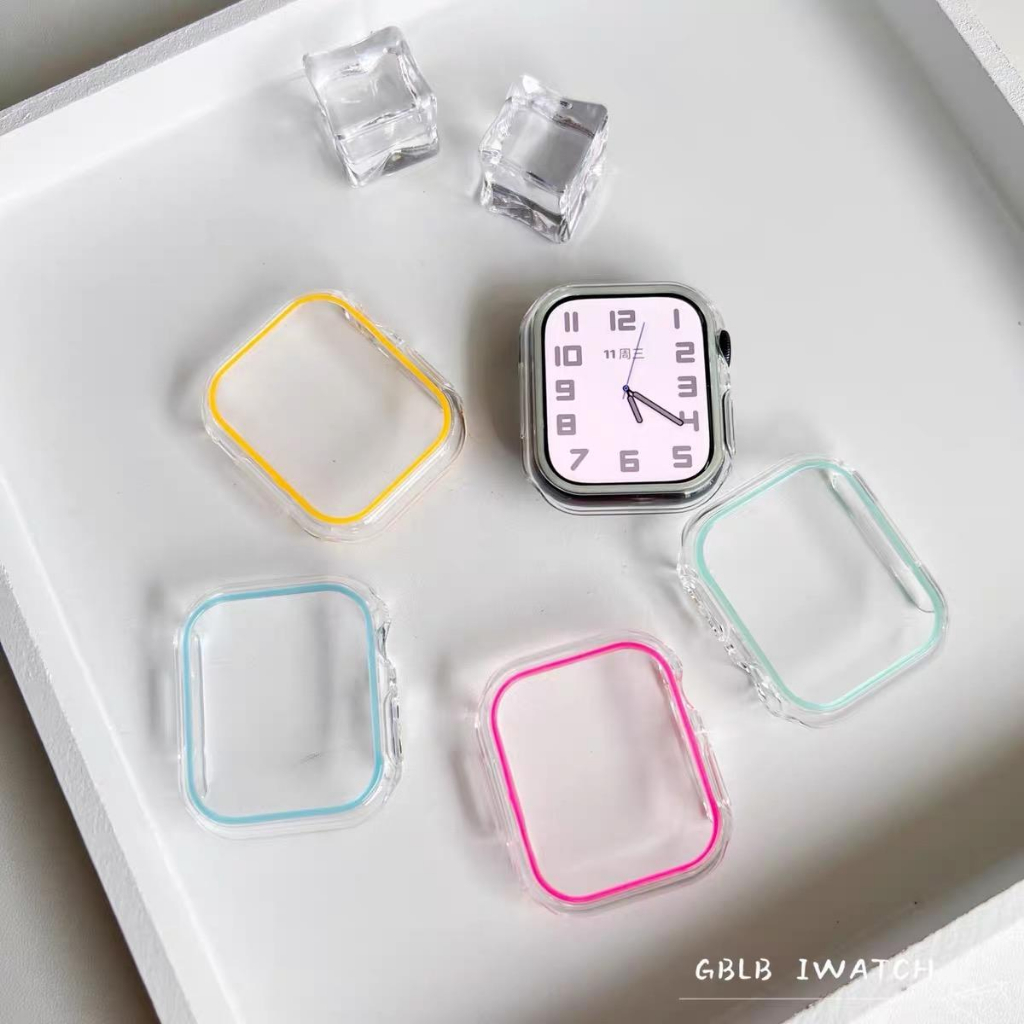 เคสนาฬิกาข้อมือ แบบใส เรืองแสงกลางคืน สีเขียวเรืองแสง สําหรับ Apple Watch S9 8 7 6 5 4 3 2 1 SE2 ULTRA iWatch 49 มม. 45 44 42 41 40 38