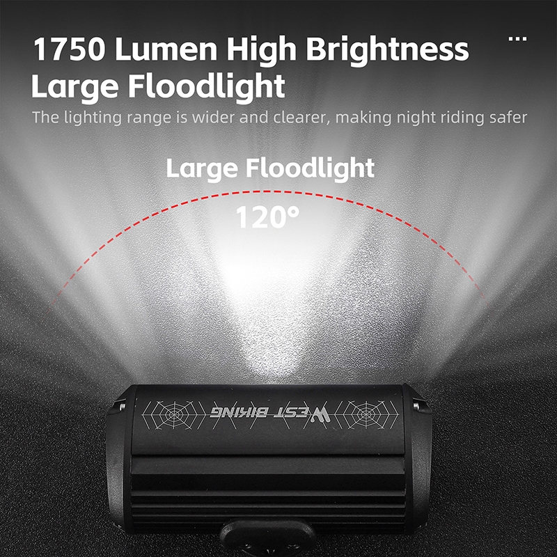 WEST BIKING จักรยานไฮไลท์จักรยานด้านหน้า 1750 Lumens Dual-ใช้ไฟหน้า/Hosting Type-C ชาร์จ IPX4 ไฟฉายกันน้ํา — صورة 3