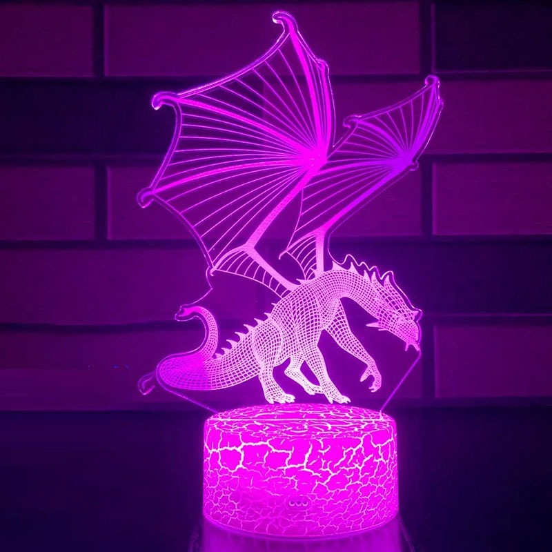 โคมไฟกลางคืน ลายมังกร 3D เปลี่ยนสีได้ 7 สี ของขวัญวันเกิด สําหรับเด็กผู้หญิง ผู้ชาย