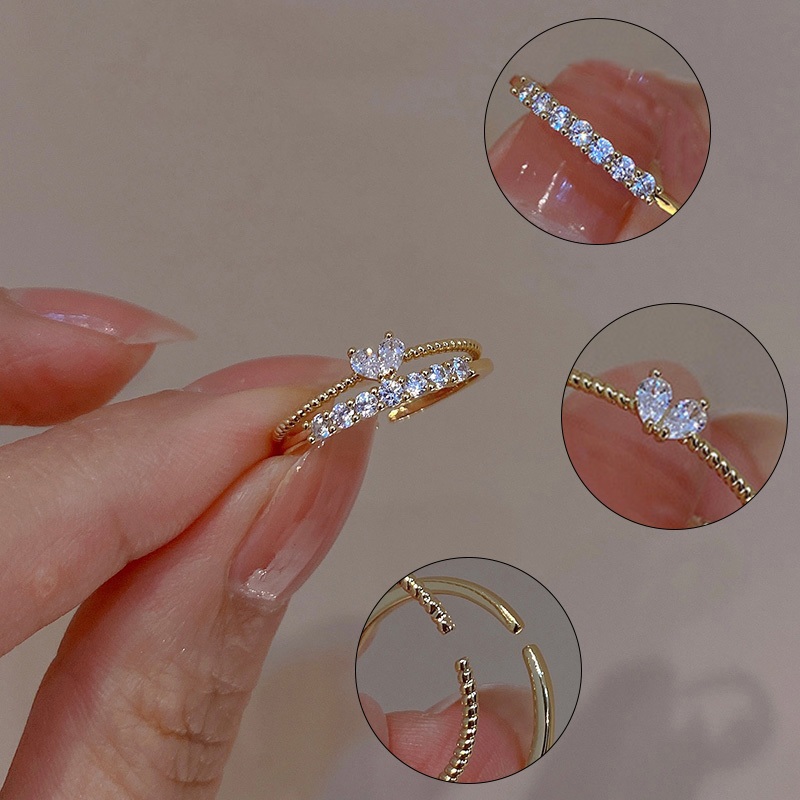 ✨XINYIA✨แหวนนิ้วชี้ รูปหัวใจน่ารัก หรูหรา ขนาดเล็ก สําหรับผู้หญิง