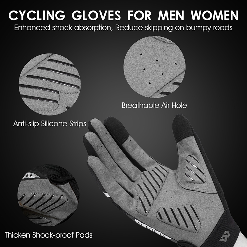 WEST BIKING ถุงมือขี่จักรยานยนต์ หน้าจอสัมผัส ถุงมือขี่จักรยาน แบบเต็มนิ้ว ถุงมือจักรยาน กันลื่น สําหรับผู้ชาย ผู้หญิง