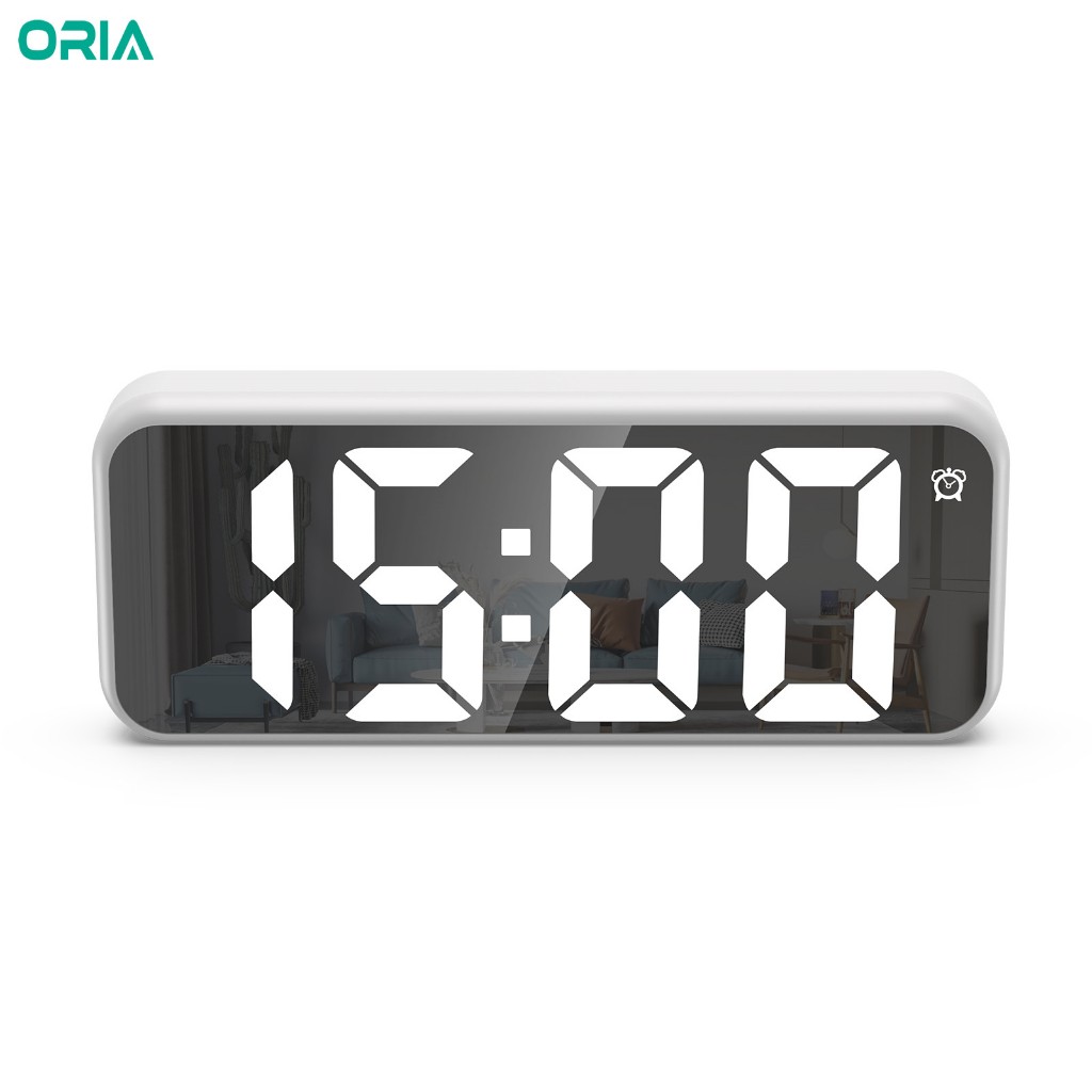 Oria นาฬิกาปลุกดิจิทัล USB ใช้แบตเตอรี่ ปรับความสว่างได้ โหมดกลางคืน สําหรับห้องนอน ท่องเที่ยว สํานักงาน