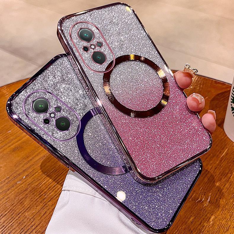 เคส Huawei nova 9 SE nova 9 เคสโทรศัพท์ ชุบกลิตเตอร์ พร้อมตัวดูดแม่เหล็ก และเลนส์กันตก เพื่อการปกปิด