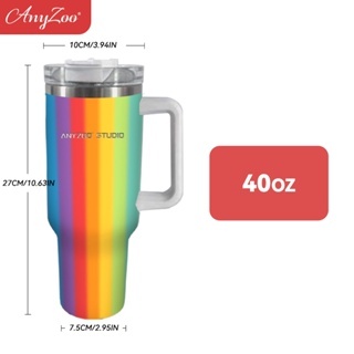 Anyzoo แก้วมักมีฉนวนกันความร้อน V1.0 40 ออนซ์ สีรุ้ง