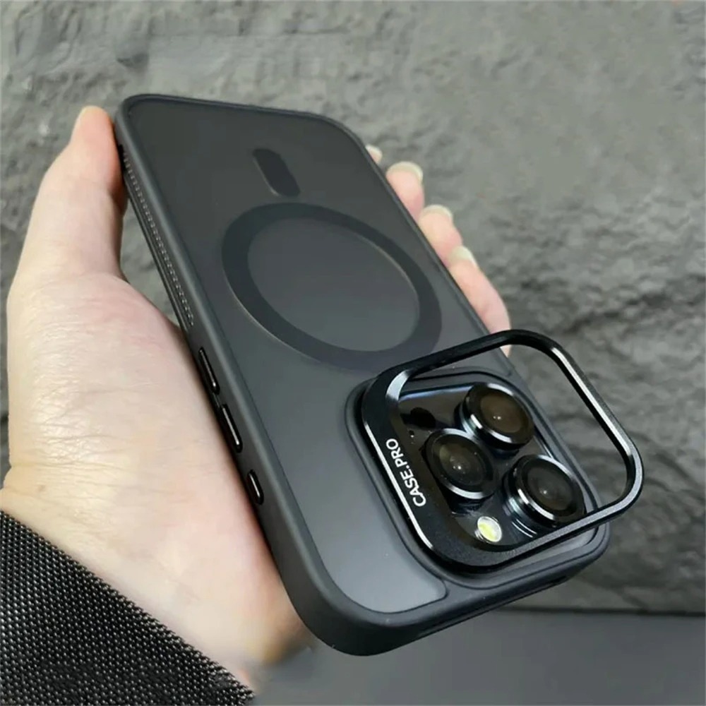 หรูหราแม่เหล็กชาร์จไร้สาย Matte Clear Case สําหรับ 14 15 16 Pro Max Plus 13 12 11 Pro Max พร้อมฝาครอบป้องกันเลนส์