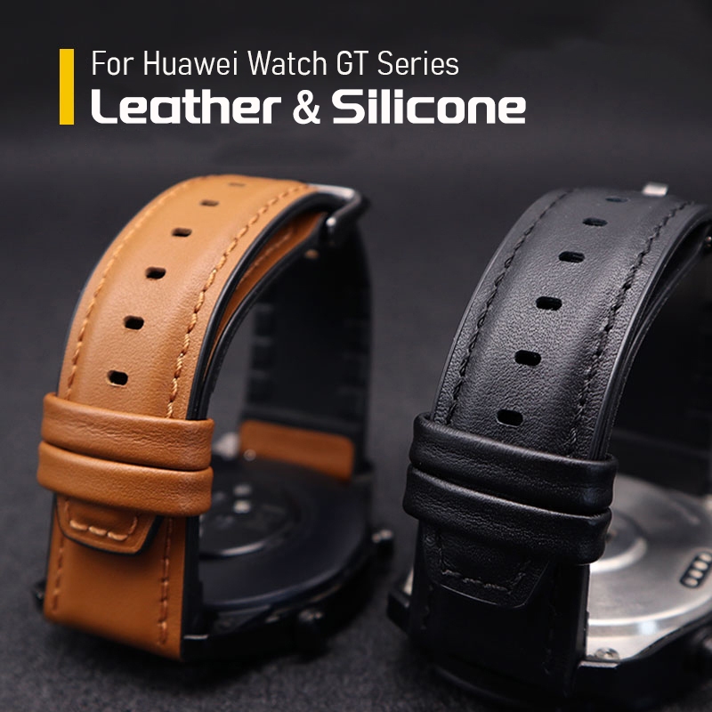 สายนาฬิกาข้อมือหนัง ซิลิโคน ไฮบริด แบบเปลี่ยน สําหรับ Huawei Watch GT4 46 มม. Huawei Wach 4 Pro Huawei Ultimate Band Huawei GT3 Pro 46 มม. GT2 Pro ECG GT3 SE Magic 2 46 มม.