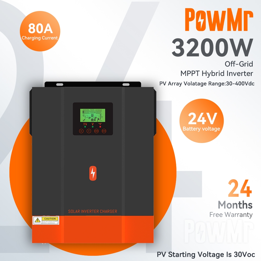 PowMr อัพเกรด MPPT 3.2KW Pure Sine Wave Off Grid Solar Hybrid อินเวอร์เตอร์ 230Vac PV เริ่มต้นแรงดัน