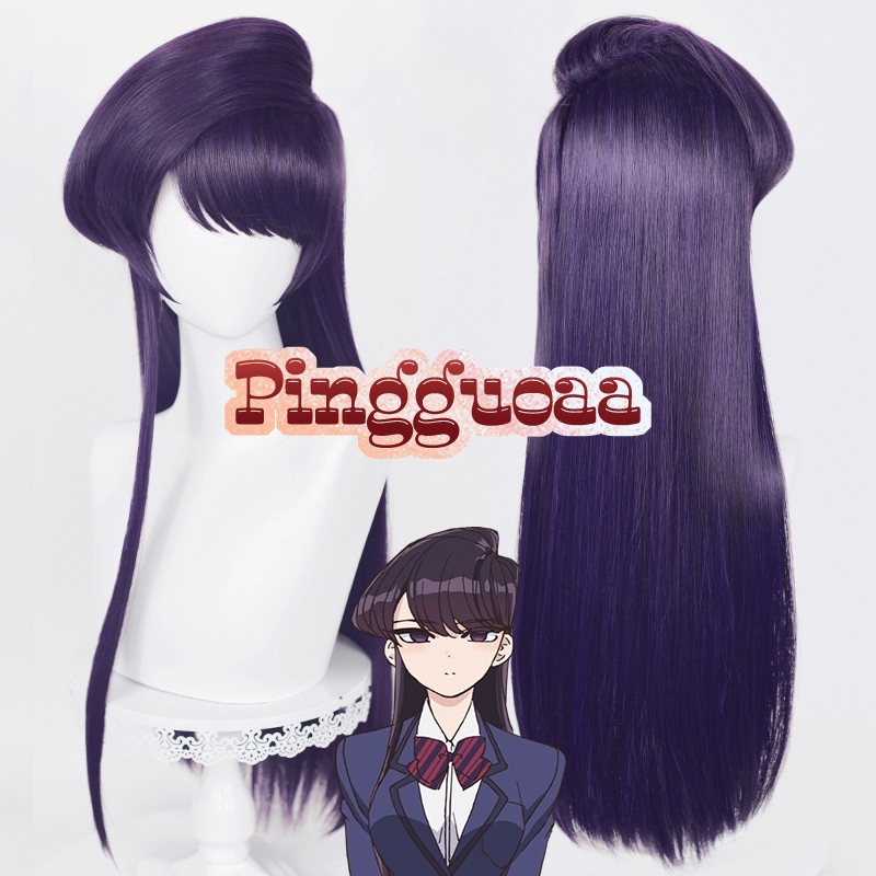 Anime Komi Can't Communicate Shouko Komi Cosplay Wig 80cm Long Purple Black Wigs Heat Resistant Synt