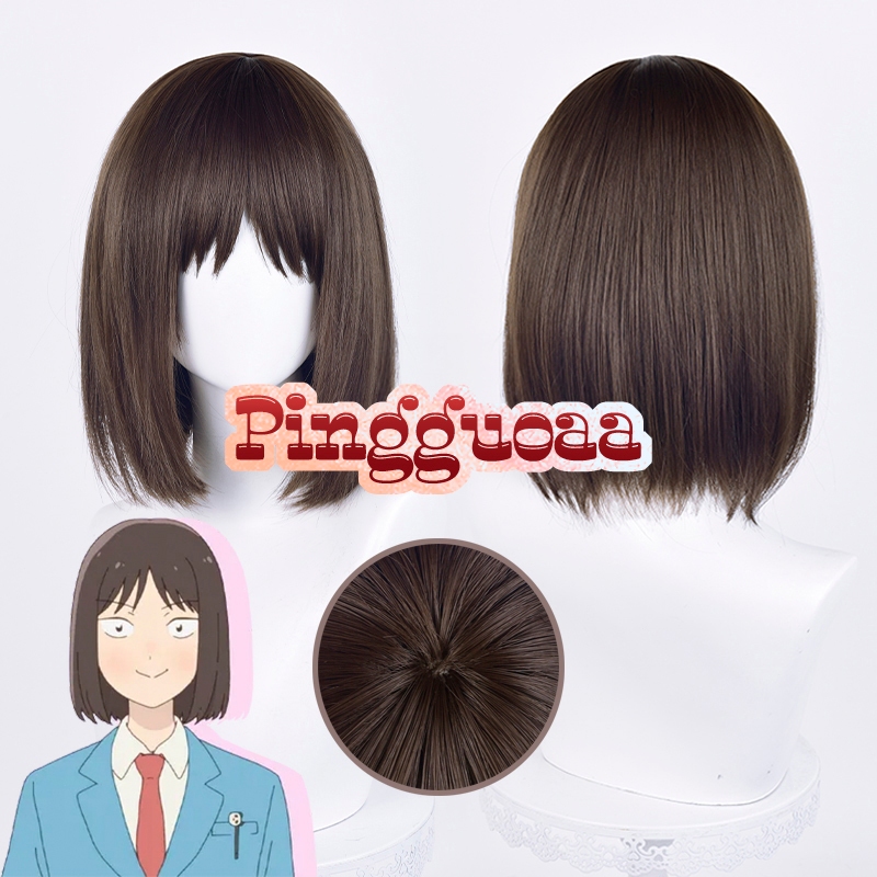 Anime Skip and Loafer Mitsumi Iwakura Cosplay Wig Girls 35cm Dark Brown Wigs Heat Resistant Synthetic Hair