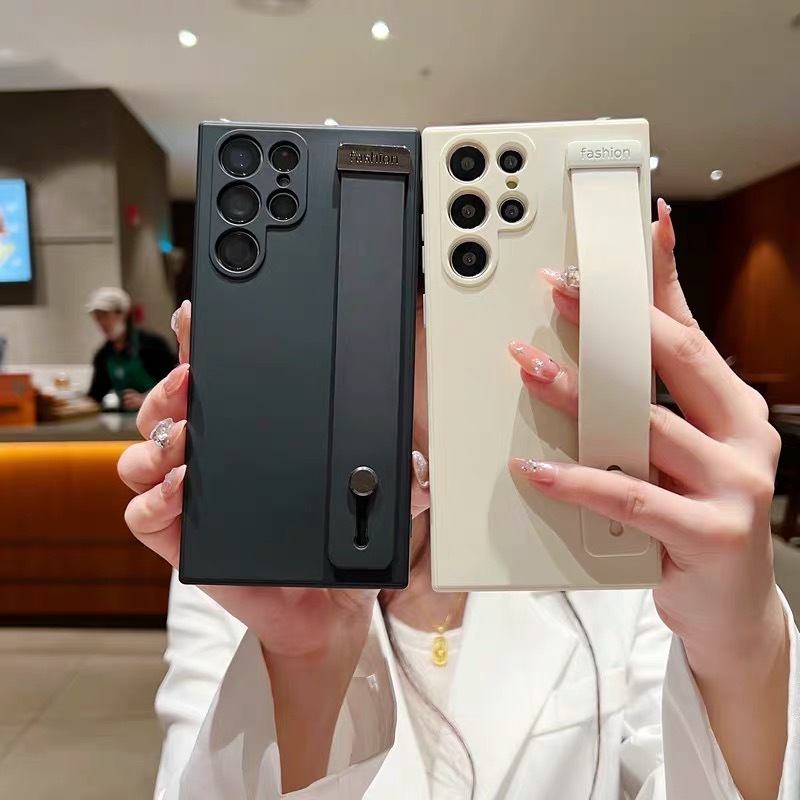 สีทึบ แถบข้อมือ ซองโทรศัพท์ Samsung Galaxy S25 Ultra S25 S24 FE S24 Ultra S24 Plus S24 S23 Ultra S23 Plus S23FE S22Ultra S21Ultra Note20Ultra Note10Plus A54 A53 A73 A55 A34 A36 A52 A56 5G Case เคสโทรศัพท์ใหม่ ซิลิโคนอ่อนนุ่มป้องกันการตก เคสมือถือซัมซุง