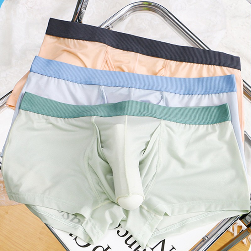 ชุดชั้นใน กางเกงบ็อกเซอร์ ผ้าเรยอน นูน แบบนิ่ม สําหรับผู้ชาย