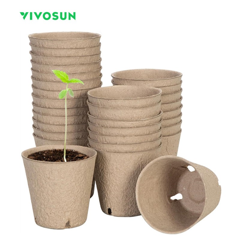 VIVOSUN กระถางต้นไม้ ทรงกลม 3.15 นิ้ว 30 แพ็ค พร้อมรูระบายน้ํา 20 ชิ้น สําหรับปลูกต้นไม้ ผัก 30 ชิ้น