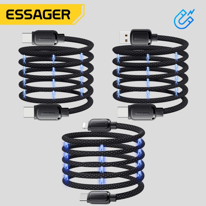 Essager 29W 60W 100W สายเคเบิลข้อมูลแม่เหล็ก Type C Ios USB A สายชาร์จเร็ว สําหรับโทรศัพท์