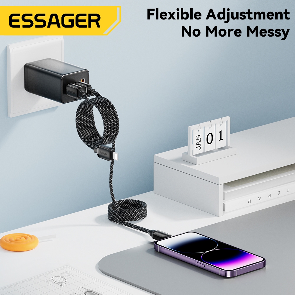 Essager 29W 60W 100W สายเคเบิลข้อมูลแม่เหล็ก Type C Ios USB A สายชาร์จเร็ว สําหรับโทรศัพท์ - ภาพย่อย 2