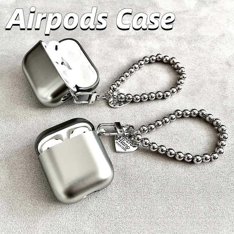 เคสหูฟัง ชุบเงิน พร้อมจี้รูปหัวใจ กันกระแทก หรูหรา สําหรับ Airpods 3 Pro Airpod 1 2
